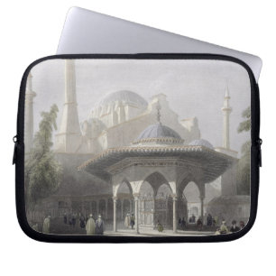 Court and Fountain of St. Sophia, Istanbul, engrav Laptop Sleeve