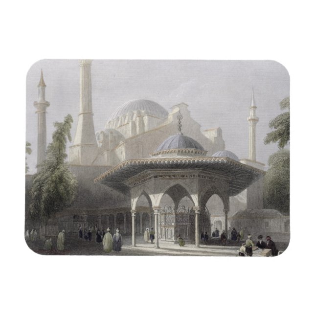 Court and Fountain of St. Sophia, Istanbul, engrav Magnet (Horizontal)