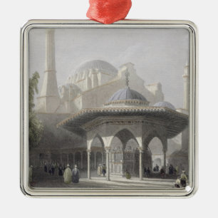 Court and Fountain of St. Sophia, Istanbul, engrav Metal Ornament