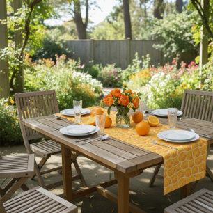 Court Chemin de table fête estivale Citron Orange
