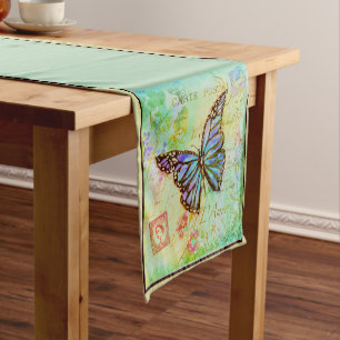 Court Chemin de table moyen papillon sarcelle et violet