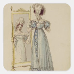 Court dress, fashion plate from Ackermann's Reposi Square Sticker