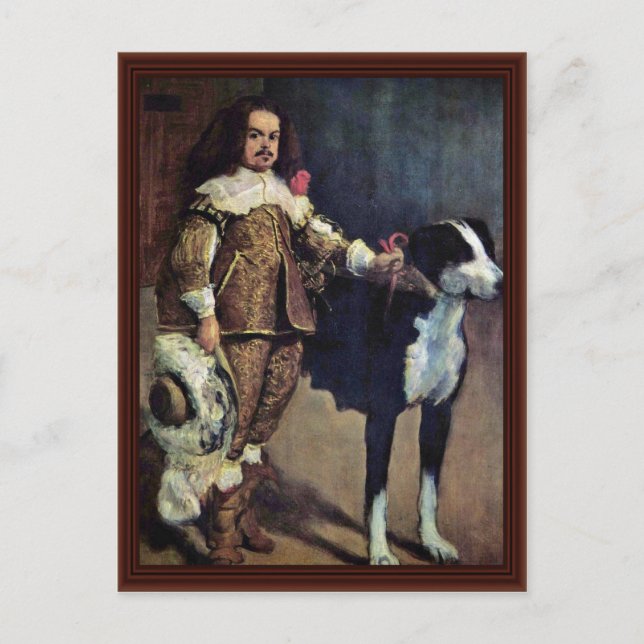 Court Dwarf With A Dog By Diego Velázquez Postcard (Front)