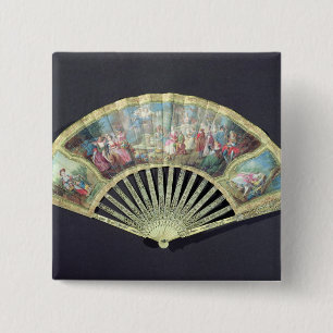 Court Fan, French, 18th century  (ivory and w/c on 2 Inch Square Button