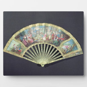 Court Fan, French, 18th century  (ivory and w/c on Plaque