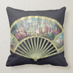 Court Fan, French, 18th century  (ivory and w/c on Throw Pillow