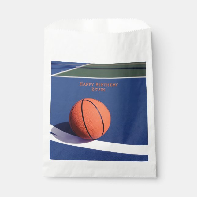 Court Hoops Blue Birthday Party Sports Basketball Favour Bag (Front)
