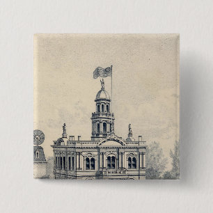Court House, Fresno 2 Inch Square Button
