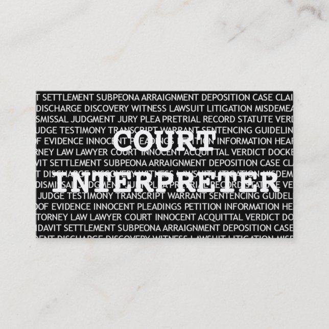Court Interpreter Words Business Card (Front)
