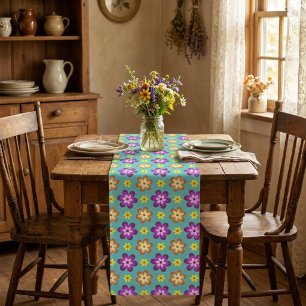 Court Joli chemin de table rétro coloré pour petite tabl