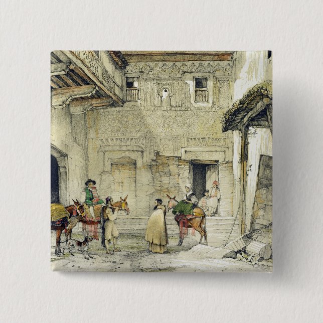 Court of the Mosque (Patio de la Mesquita), from ' 2 Inch Square Button (Front)