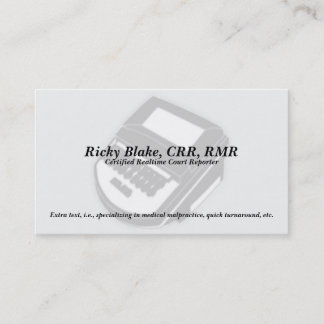 Court Reporter Black Steno Machine Business Cards