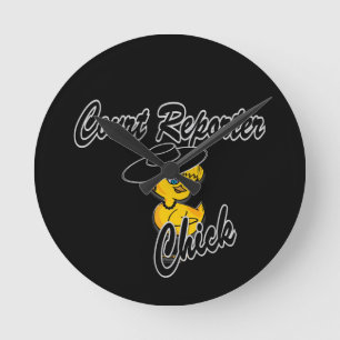 Court Reporter Chick #4 Round Clock