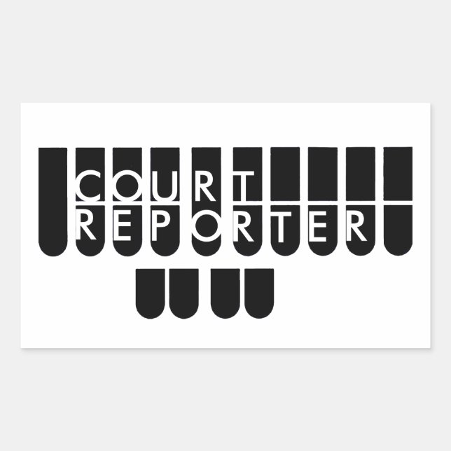 Court reporter keys black white sticker (Front)