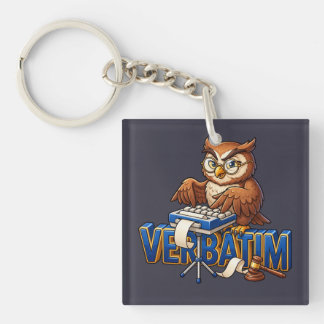 Court Reporter Owl Verbatim Keychain