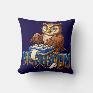 Court Reporter Owl Verbatim Throw Pillow