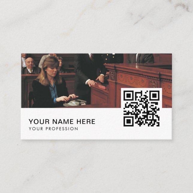 court reporter QR Code  Business Card (Front)