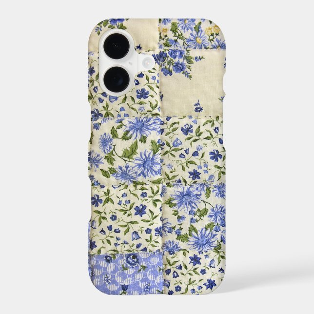 Courtepoint patchwork floral bleu (Verso)