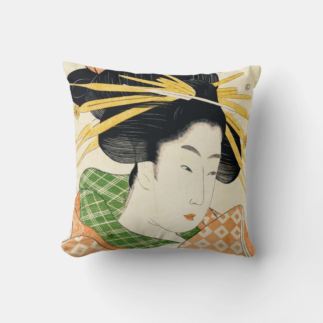 Courtesan Shizuka 1797 Throw Pillow (Front)