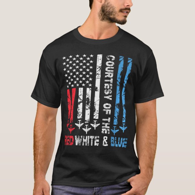 Courtesy Of The Red White And Blue America Us Flag T-Shirt (Front)