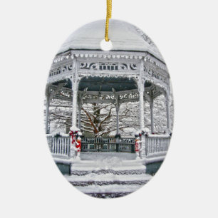 Courthouse Gazebo in the Snow Ceramic Ornament