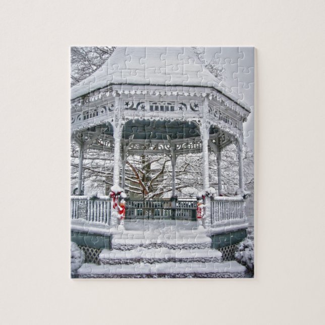 Courthouse Gazebo in the Snow Jigsaw Puzzle (Vertical)