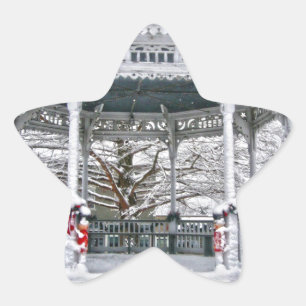 Courthouse Gazebo in the Snow Star Sticker