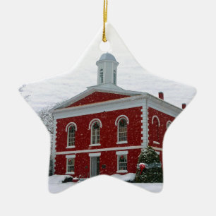 Courthouse Snow Ceramic Ornament
