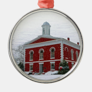 Courthouse Snow Metal Ornament