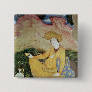 Courtier from the Court of Shah Abbas I 2 Inch Square Button