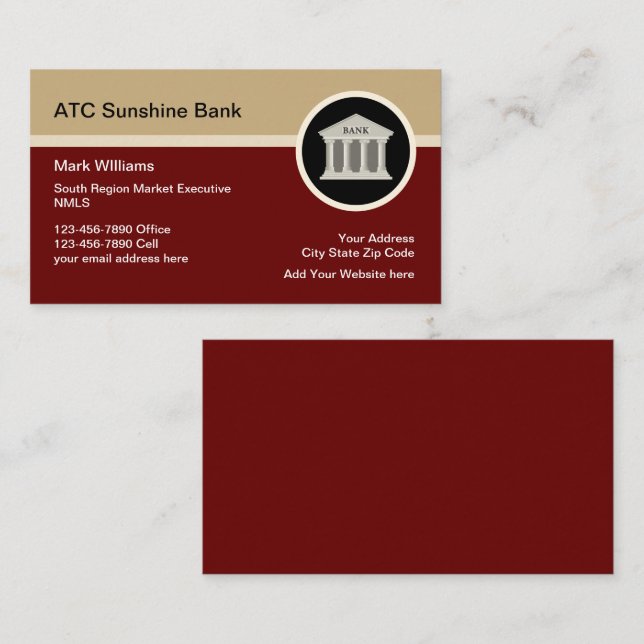 Courtier hypothécaire Cartes de visite de banque (Devant / Derrière)