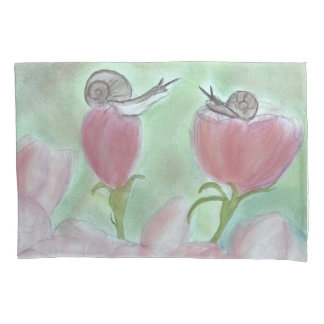 Courting Snails on Mushrooms Pillowcase