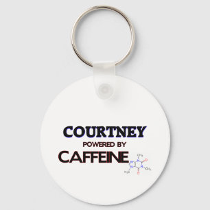 Courtney powered by caffeine keychain