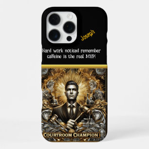 Courtroom Champion Amid Legal Symbols iPhone 16 Pro Max Case