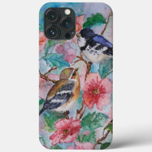 Courtship - Cute Sparrows - Watercolor Painting iPhone 13 Pro Max Case