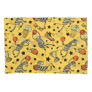 Courtside Doodles: Zebra Basketball Fantasia Pillowcase