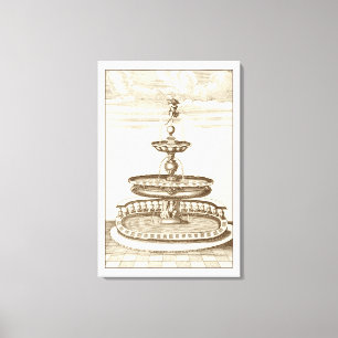 Courtyard Fountain with Ornamental Cherub Canvas Print