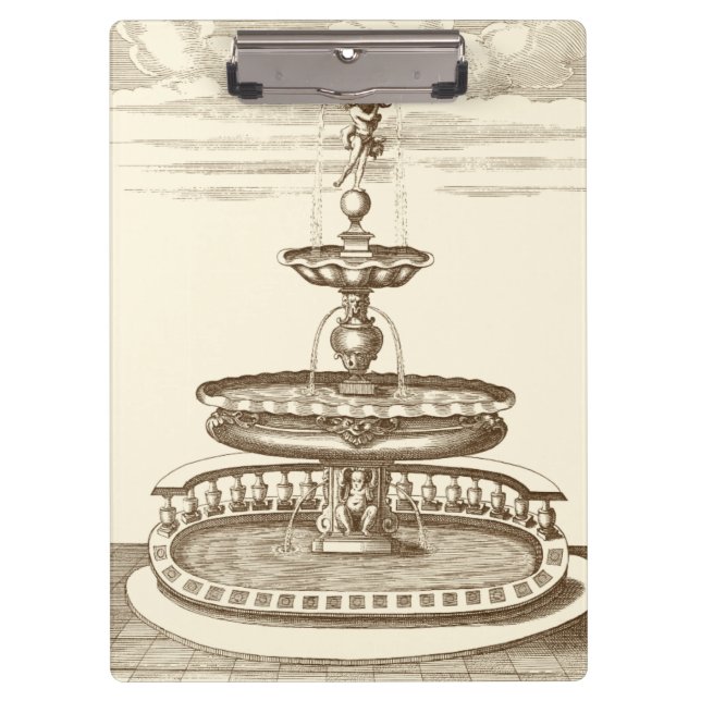 Courtyard Fountain with Ornamental Cherub Clipboard (Front)