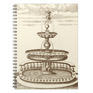 Courtyard Fountain with Ornamental Cherub Notebook