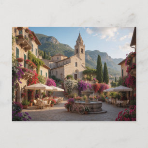 Courtyard of an Italian village with a church Postcard