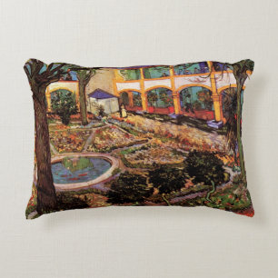 Courtyard of Hospital at Arles by Vincent van Gogh Accent Pillow