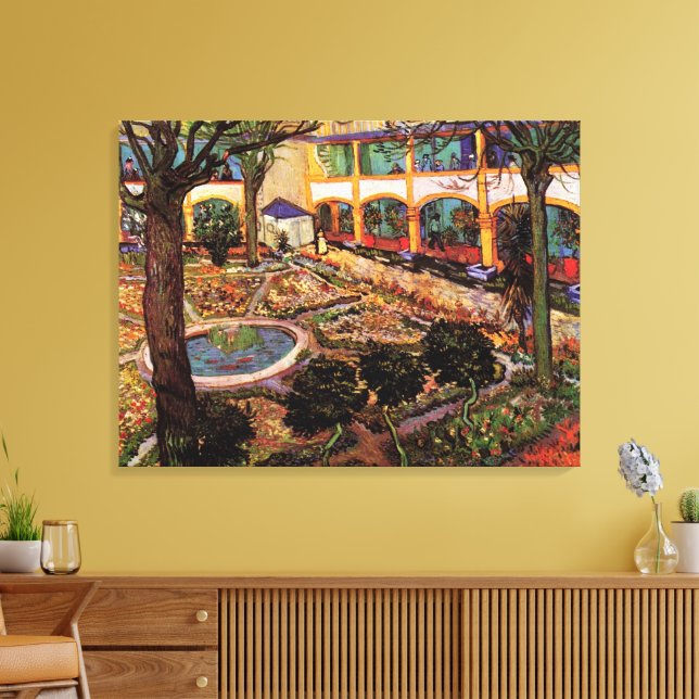 Courtyard of Hospital at Arles by Vincent van Gogh Canvas Print (Insitu(LivingRoom))