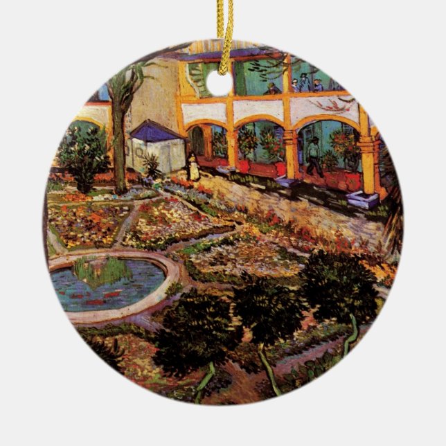 Courtyard of Hospital at Arles by Vincent van Gogh Ceramic Ornament (Front)