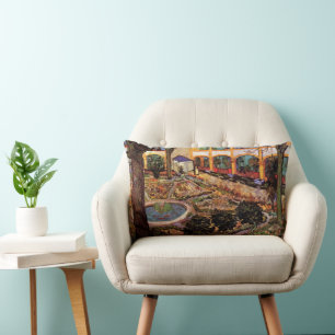 Courtyard of Hospital at Arles by Vincent van Gogh Lumbar Pillow