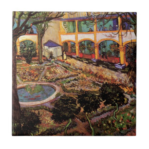 Courtyard of Hospital at Arles by Vincent van Gogh Tile