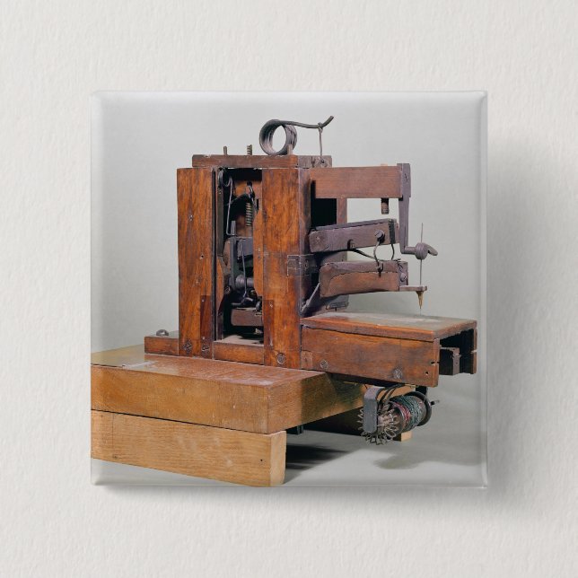 Couseuse', the first sewing machine, 1830 2 inch square button (Front)