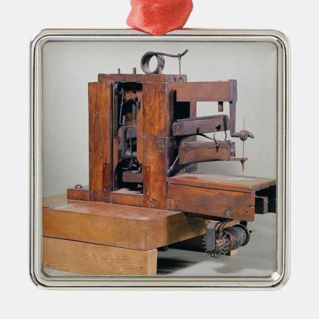 Couseuse', the first sewing machine, 1830 metal ornament (Front)