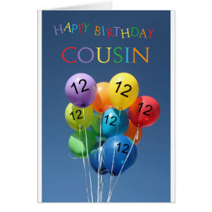 Cousin 12e anniversaire ballons colorés