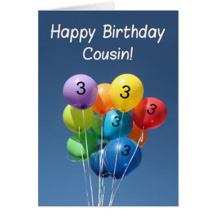 Cousin 3ème anniversaire heureux ballon