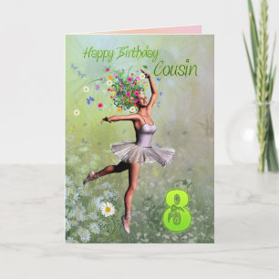 Cousin age age 8, carte d'anniversaire fée fée